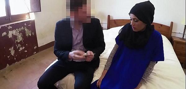  Sexy teen Arab refugee fucks in a hotel room